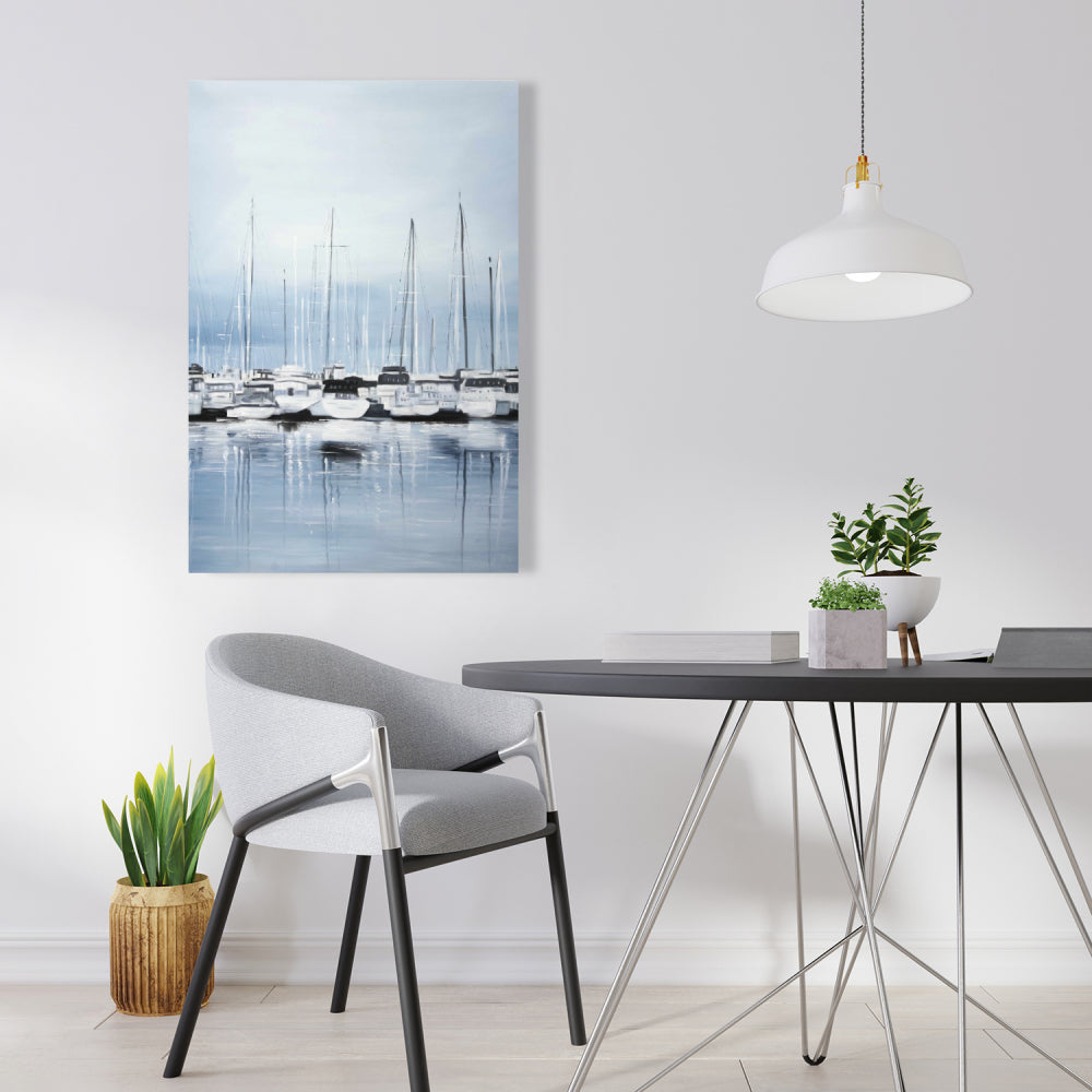 Blue Boat Coastal Canvas - Boats at the Dock 2 Home Decor