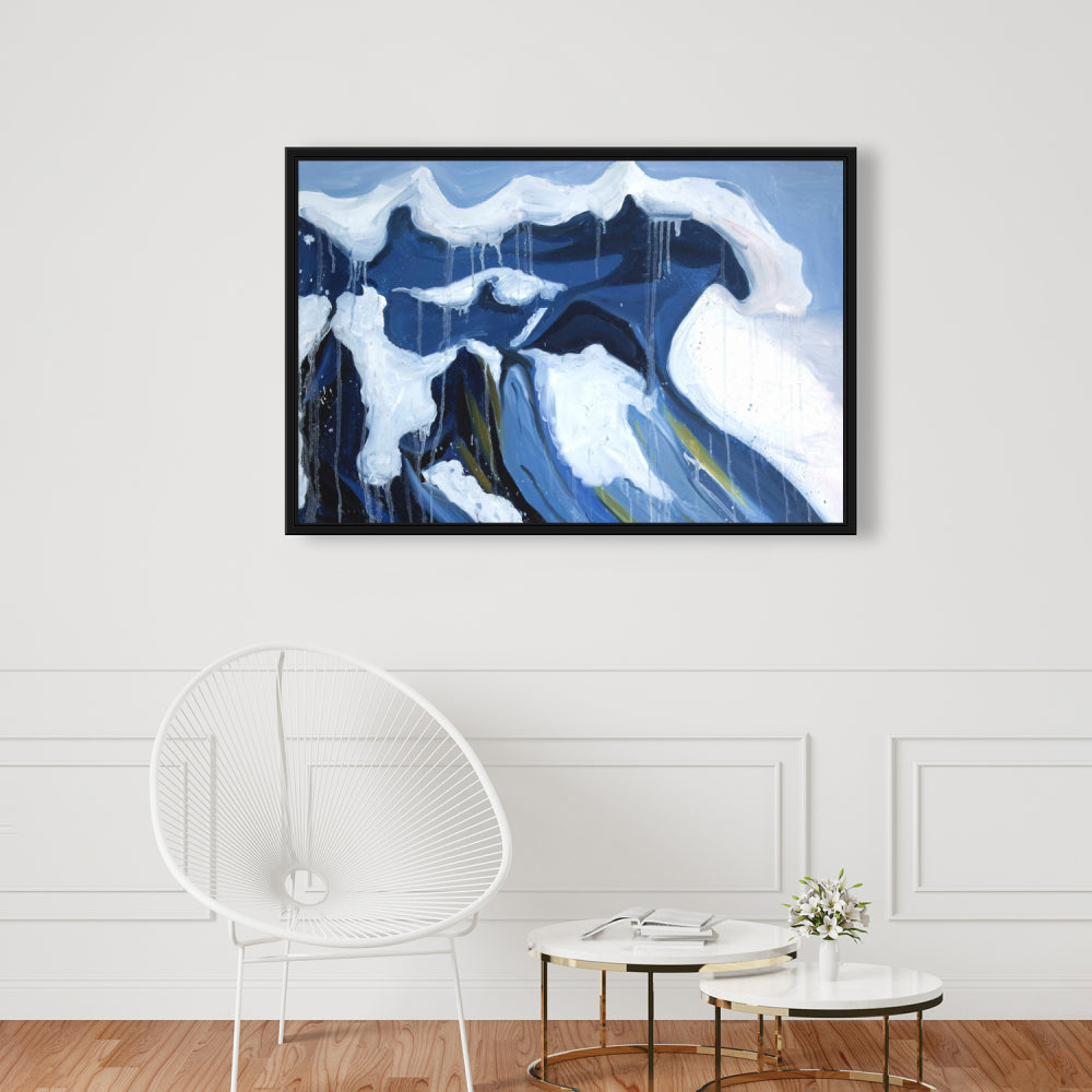 Wave in Motion | Sea Coastal Blue Framed Canvas Decor