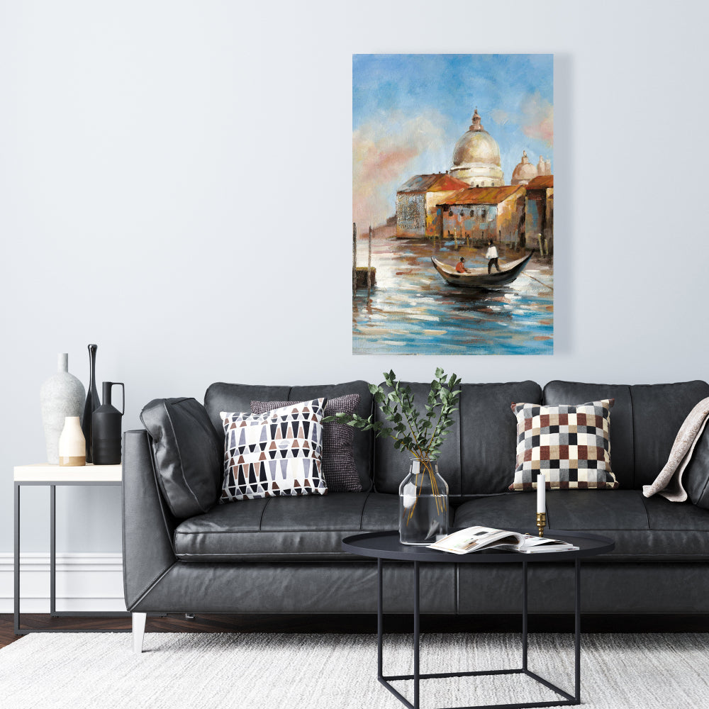 Modern Bedroom Canvas - Two Europeans on a Gondola Artwork