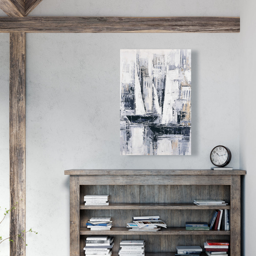 Industrial Sailboats Canvas | Contemporary Coastal Decor