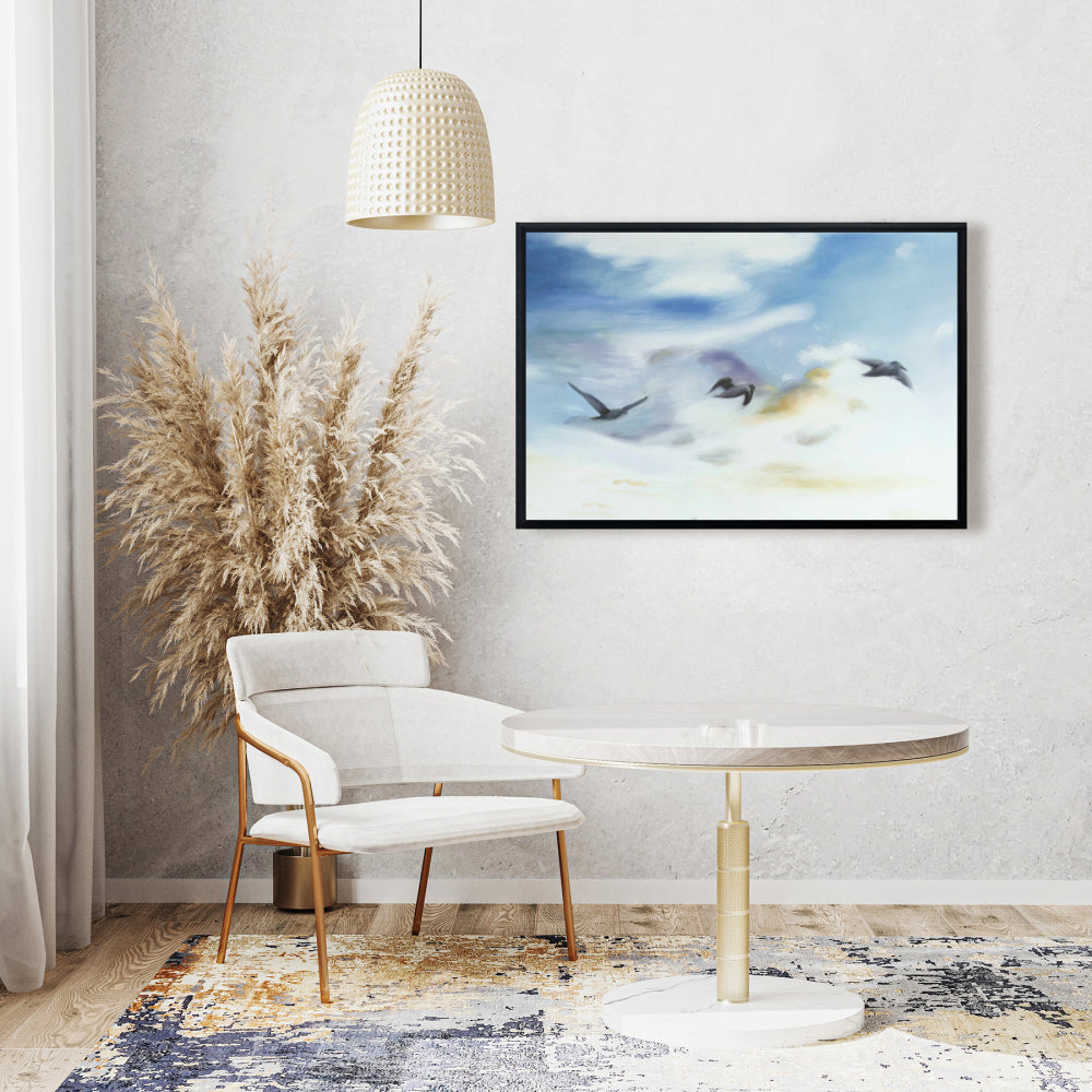 Toile encadrée bleue exotique – Oiseaux dans le ciel | Décoration d'intérieur