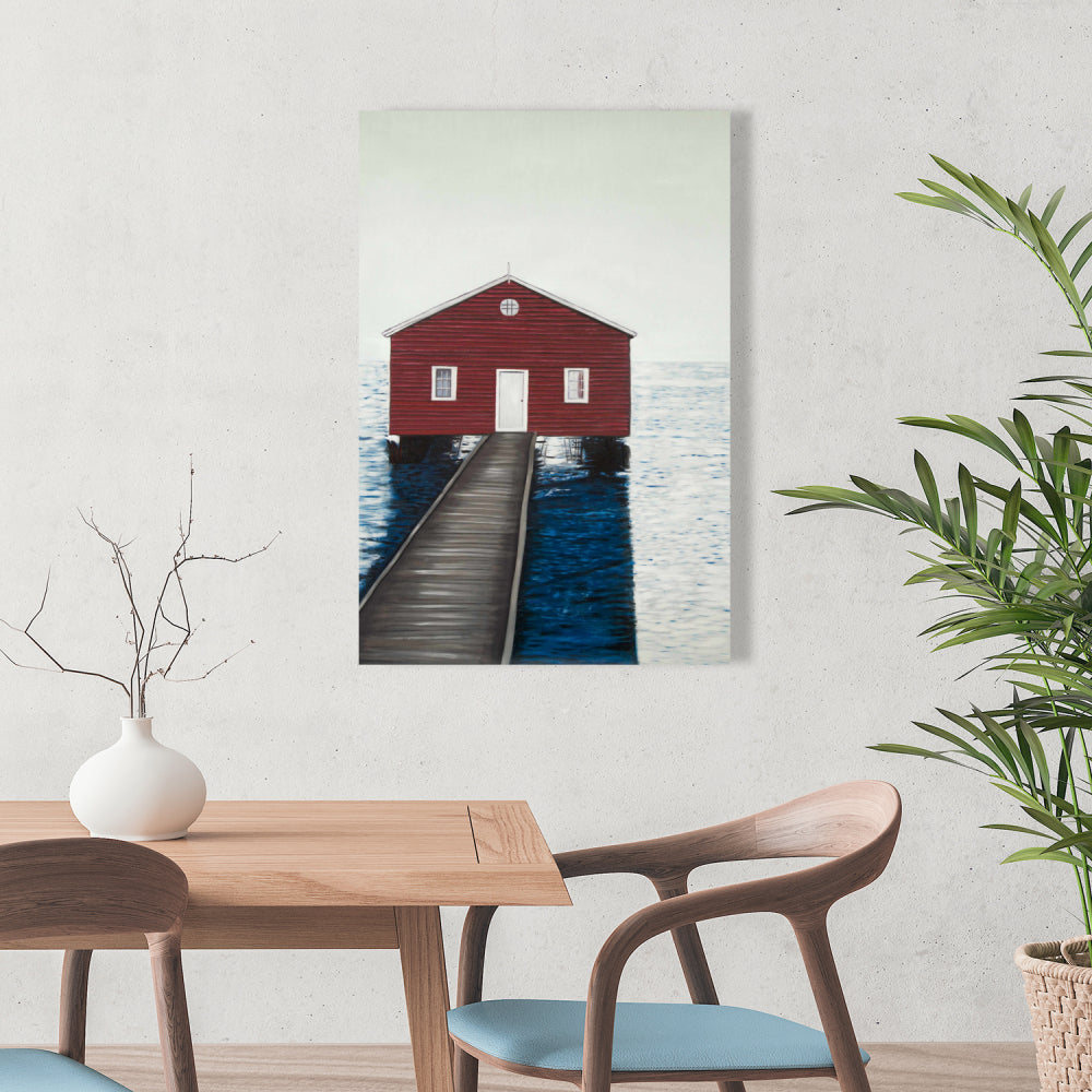 Boathouse Marine Bathroom Canvas - Home Decor Wall Art