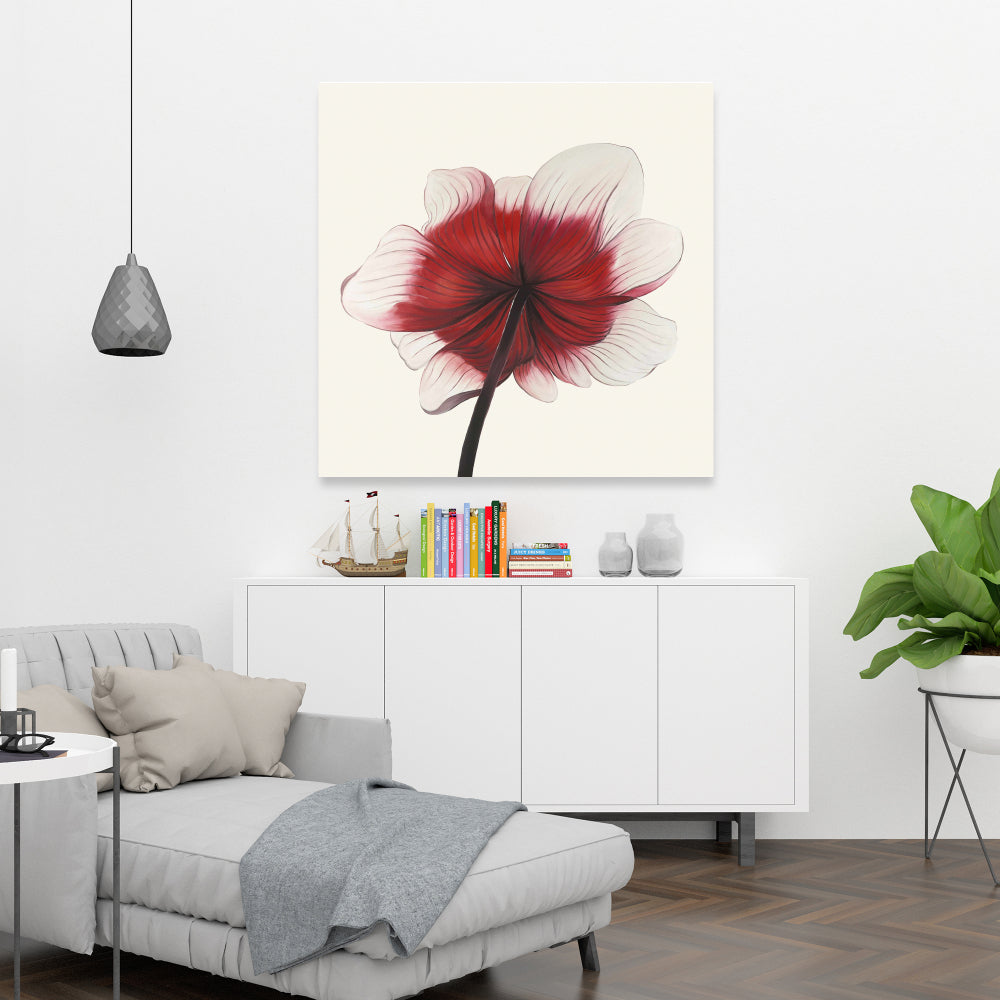 Black Botanical Anemone Red Flower Canvas - Home Decor Art