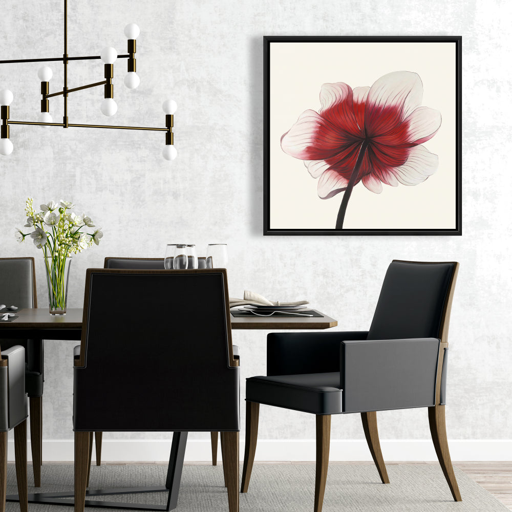 Anemone Red Flower Canvas | Black Floral Botanical Wall Art