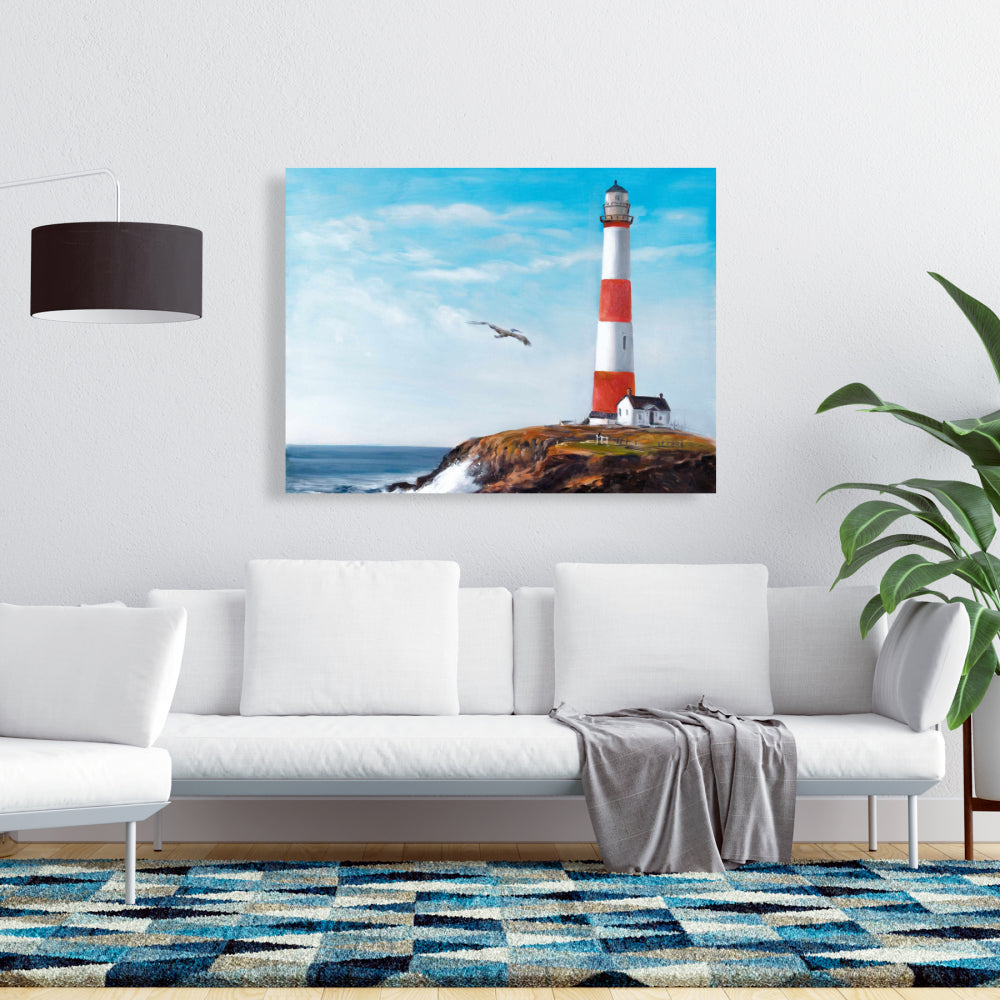 Lighthouse at Sea Canvas - Coastal Home Decor Wall Art