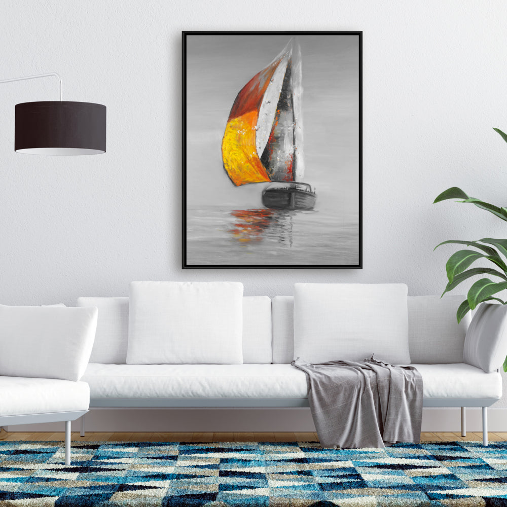 Coastal White Framed Canvas - Sail | Bedroom Wall Art Decor