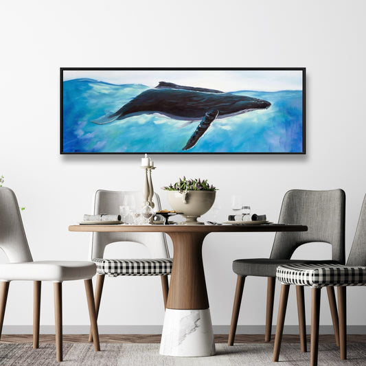 Blue Whale Marine Framed Canvas - Home Decor Wall Art