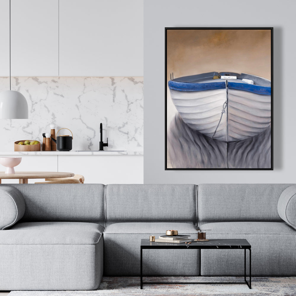 Canoe Boat Canvas | Contemporary Framed Art for Home Decor