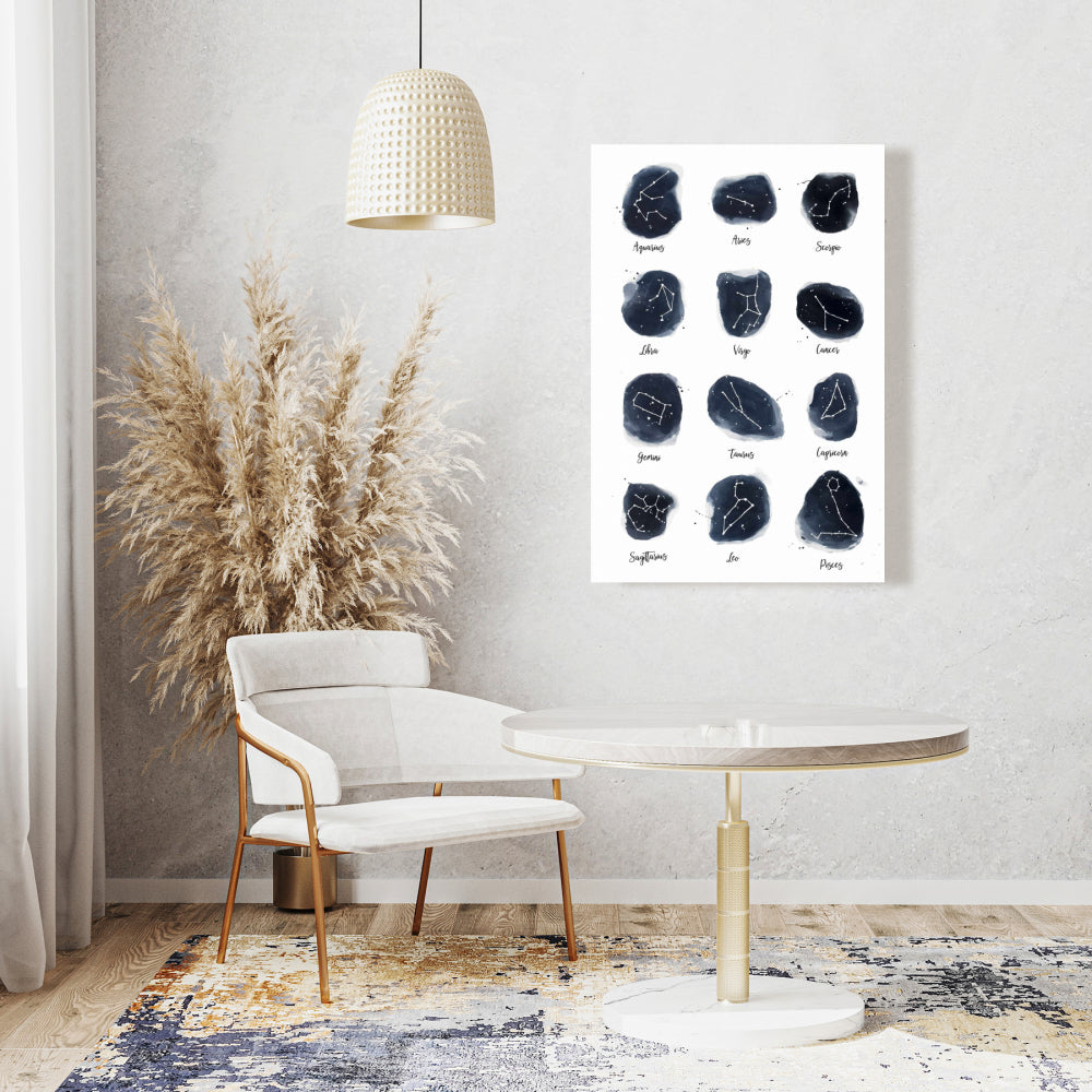 Toile du zodiaque Constellations bleues spirituelles | Décoration d'intérieur