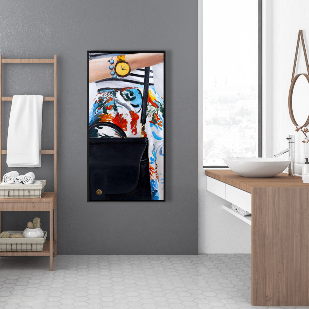 Fashionable Woman with Glasses Framed Canvas | Bedroom Decor