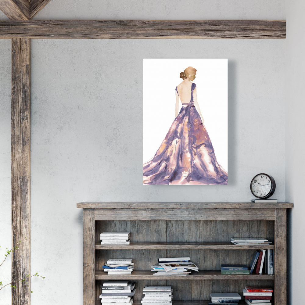 Purple Prom Dress Canvas | Romantic Fashion Home Decor Art