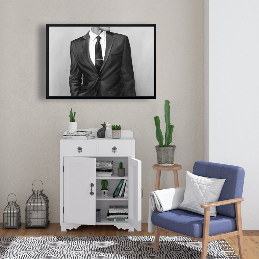 Décoration murale blanche pour chambre à coucher | Toile décorative représentant un homme en costume