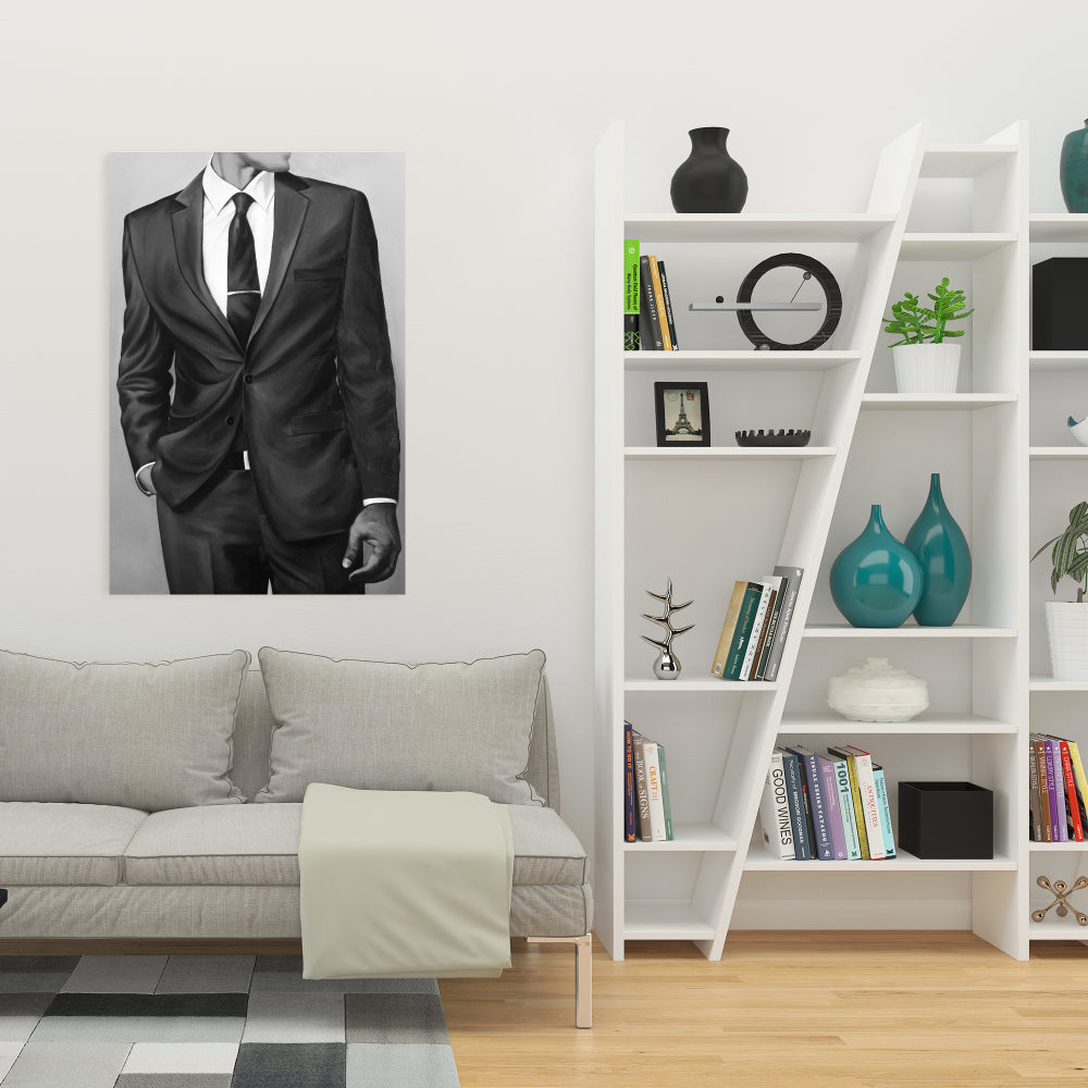 Minimalist Bedroom Decor | White Canvas Man in Great Costume