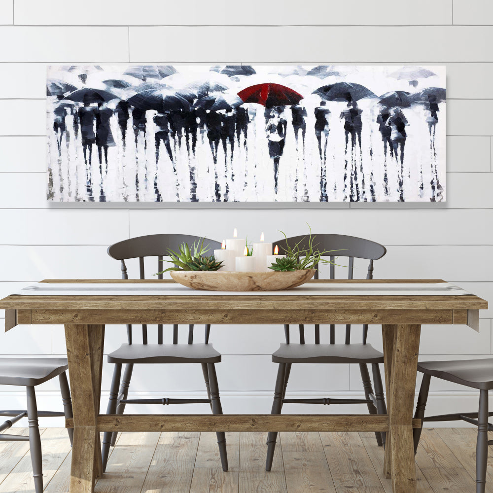 Bedroom Wall Art | Blue Canvas Abstract Silhouettes Rain
