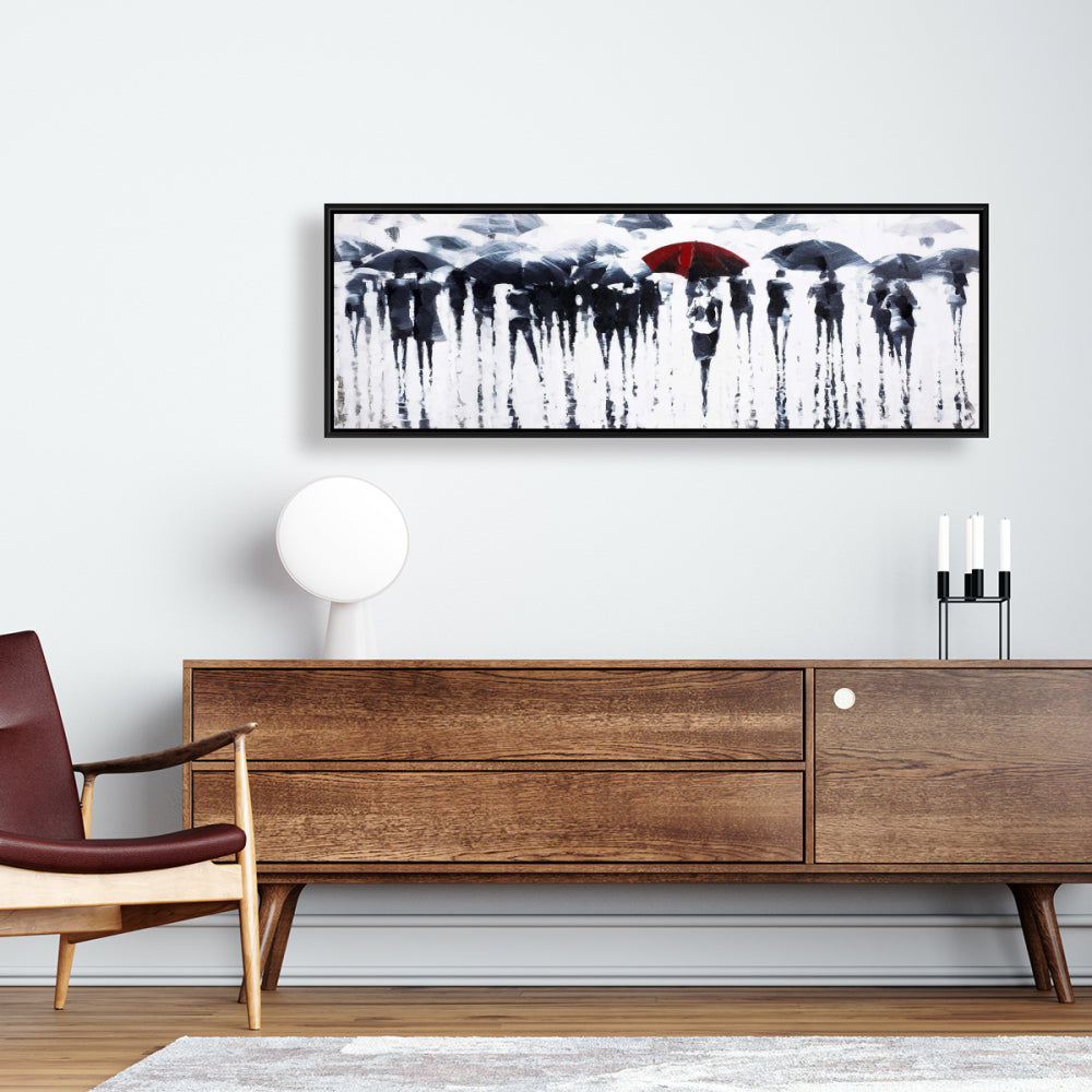 Blue Modern Framed Canvas - Abstract Silhouettes Home Decor