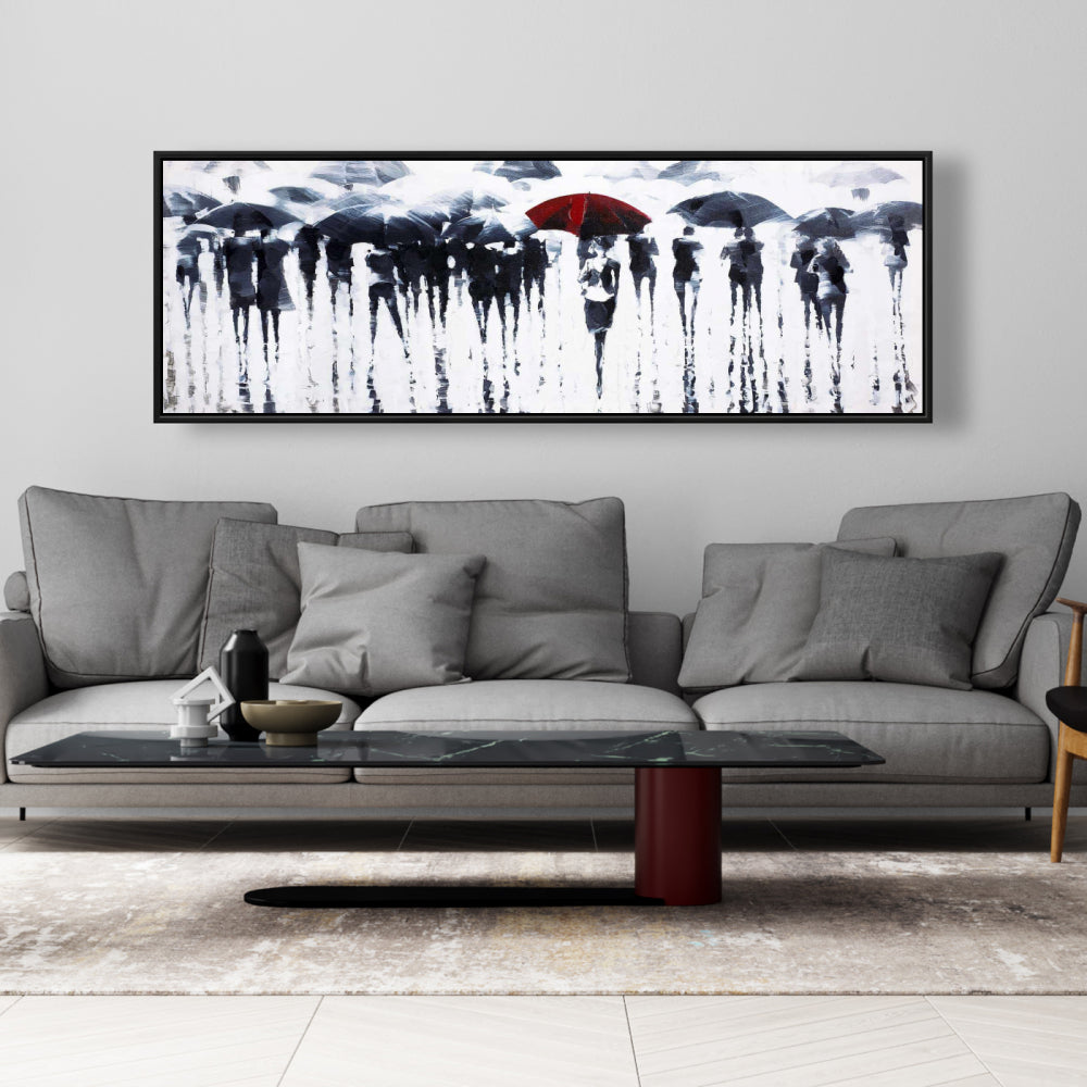 Blue Modern Framed Canvas - Abstract Silhouettes Home Decor