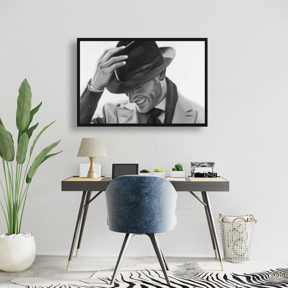 Toile « Homme bien habillé » | Cadre blanc monochrome