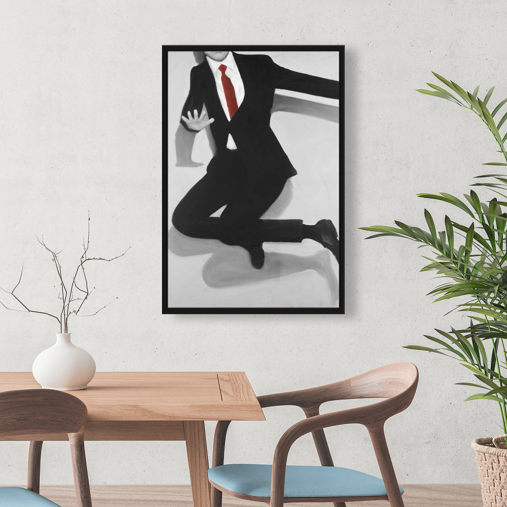 Toile blanche classique représentant un homme sautant | Décoration d'intérieur