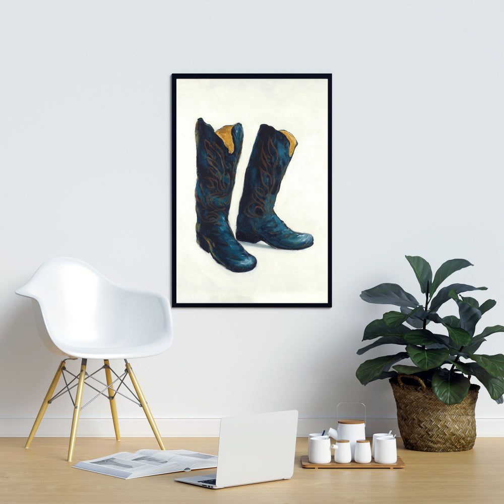 Leather Cowboy Boots Canvas | Western Shoes Bedroom Decor