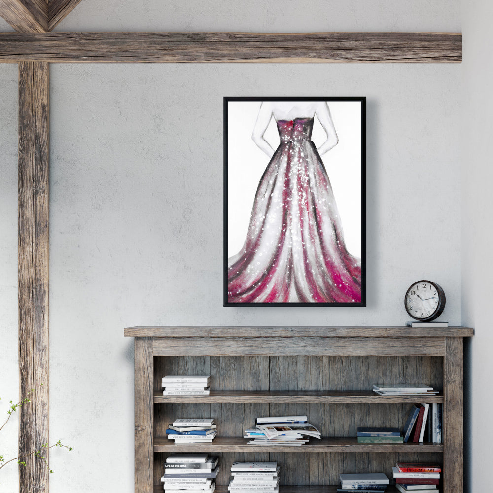 Pink Princess Dress Canvas | Bedroom Clothes Fashion Decor