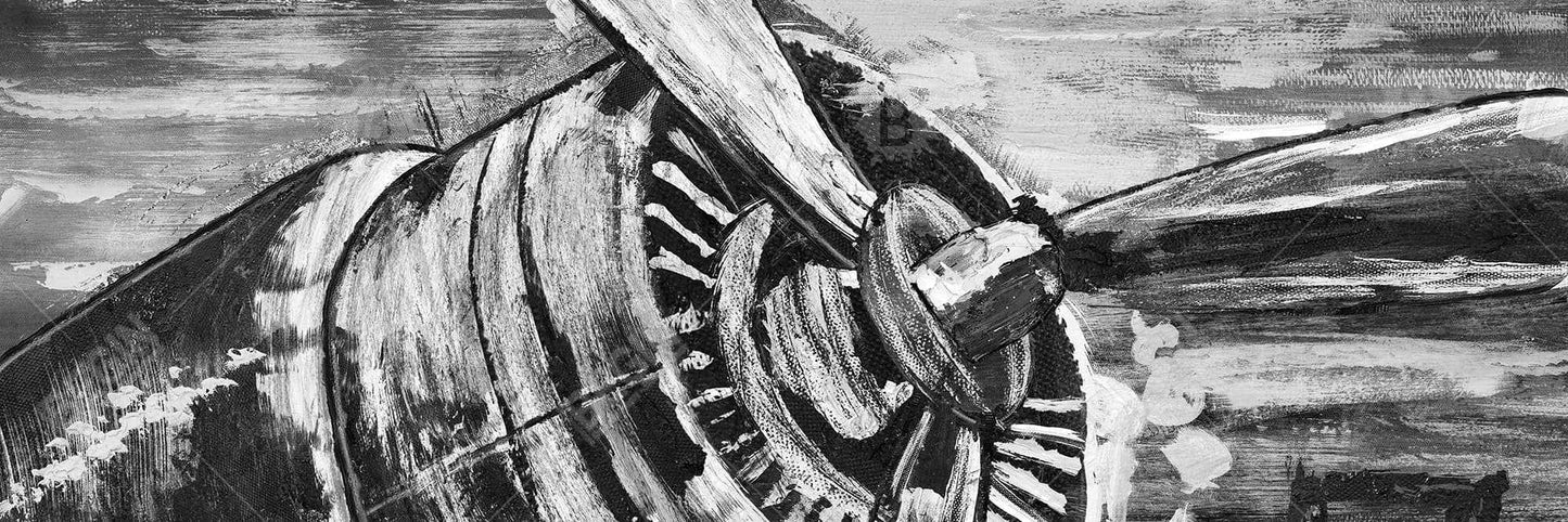 Vintage Airplane Propeller Gray Canvas - Home Decor Art