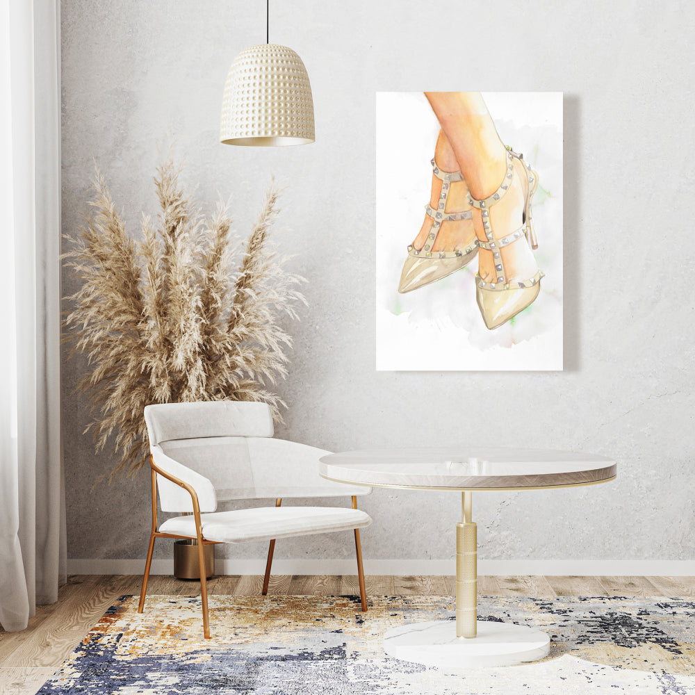 Toile à talons hauts cloutés - Chaussures tendance pour décoration de chambre