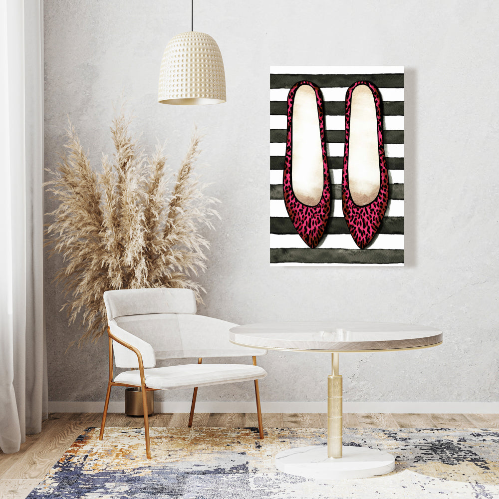 Leopard Pink Shoes Canvas - Bedroom Decor | Illustrative Art