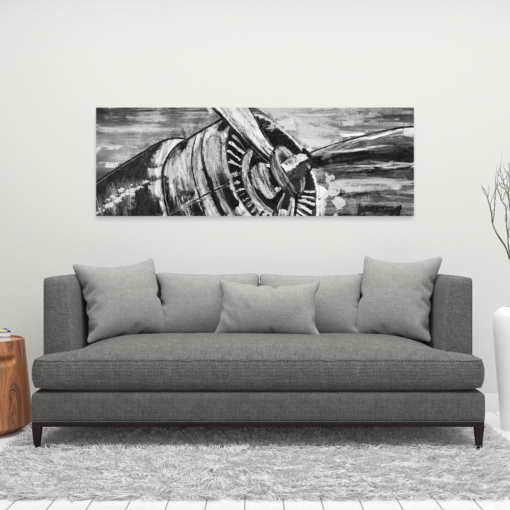 Vintage Airplane Propeller Gray Canvas - Home Decor Art
