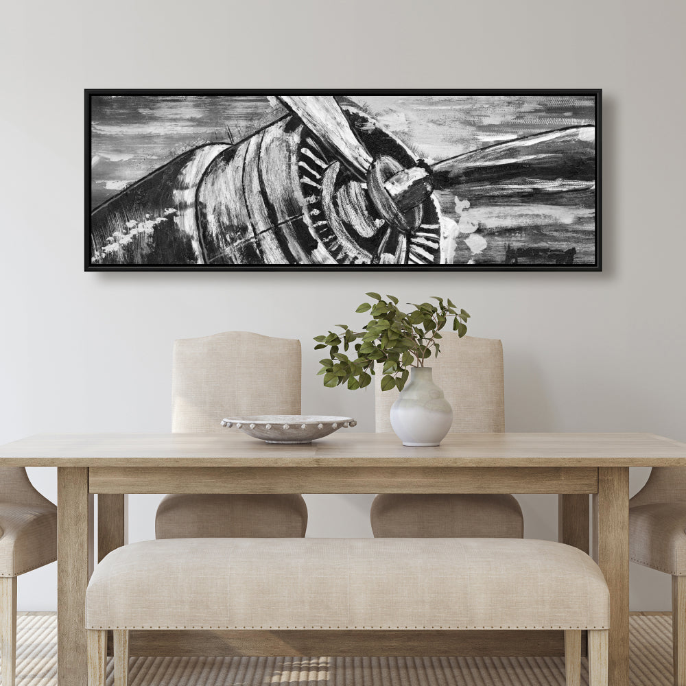 Toile Hélice d'avion vintage - Décoration industrielle grise