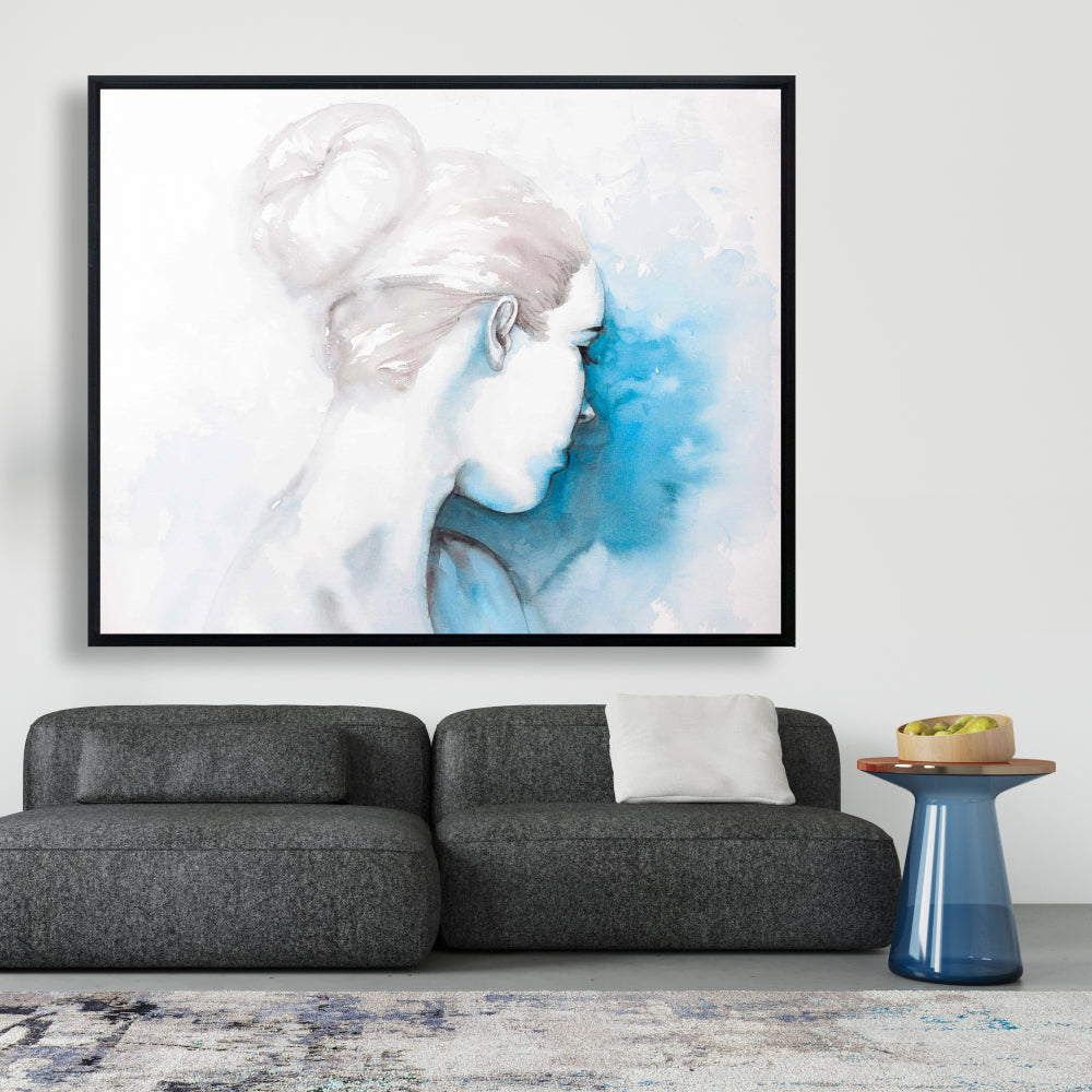 Watercolor Girl with Hair Bun Canvas | Beauty Bedroom Decor