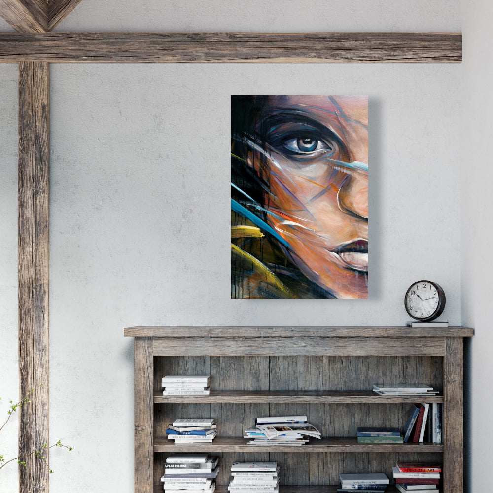 Bohemian Blue Beauty Canvas | Colorful Woman Face Art Decor