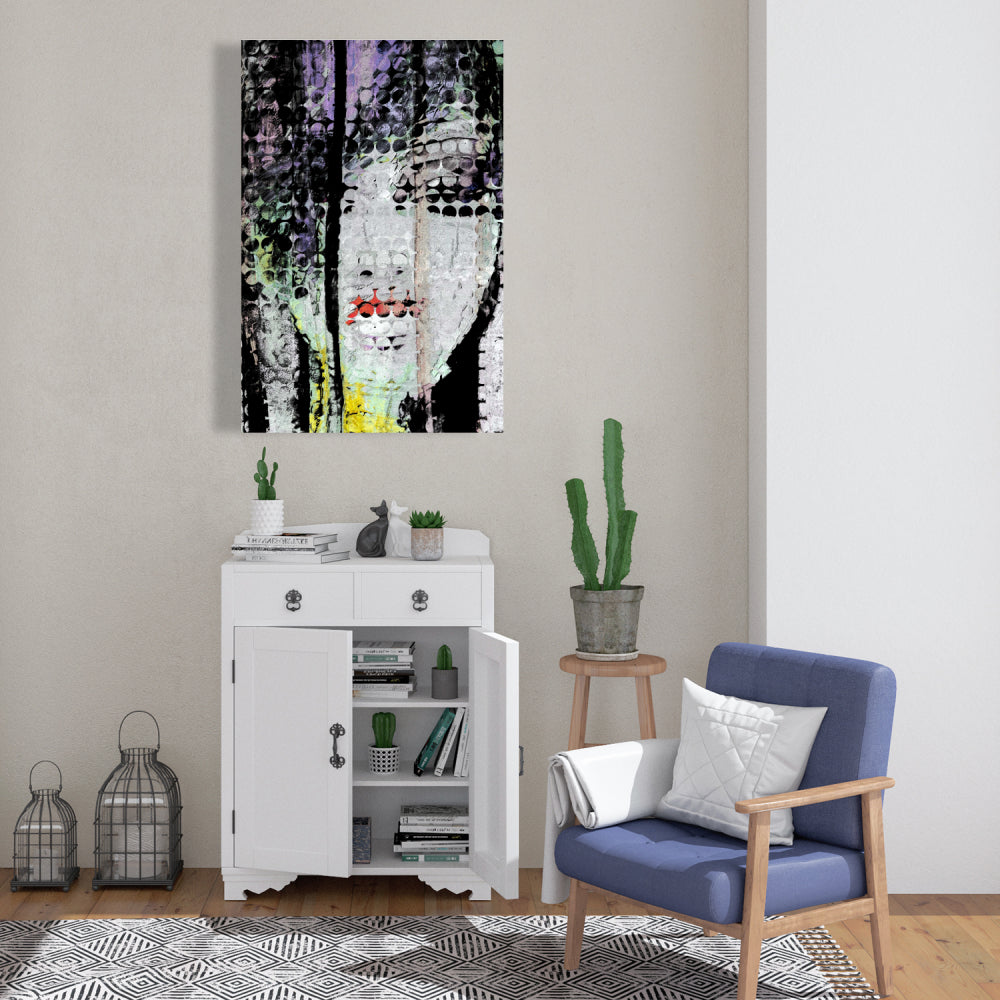 Retro Woman Bedroom Canvas - Abstract Colorful Face Decor