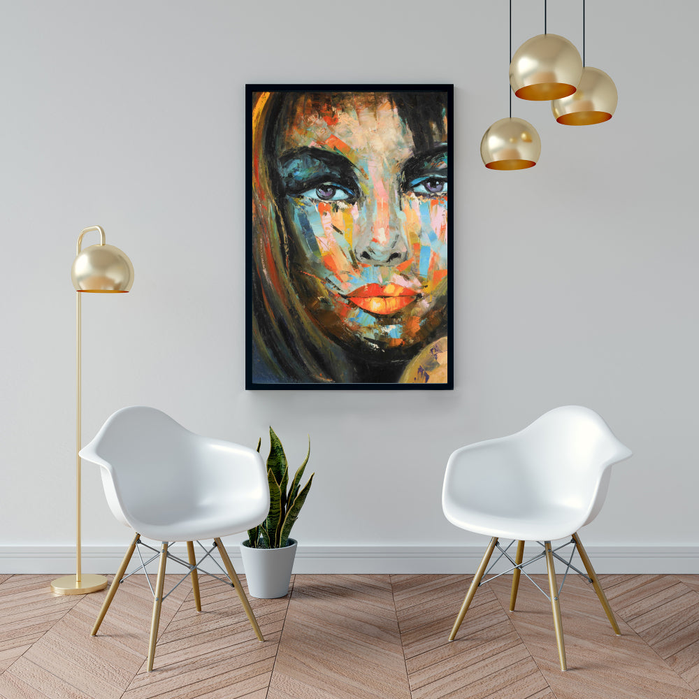Colorful Woman Portrait Canvas | Figurative Beauty Home Decor