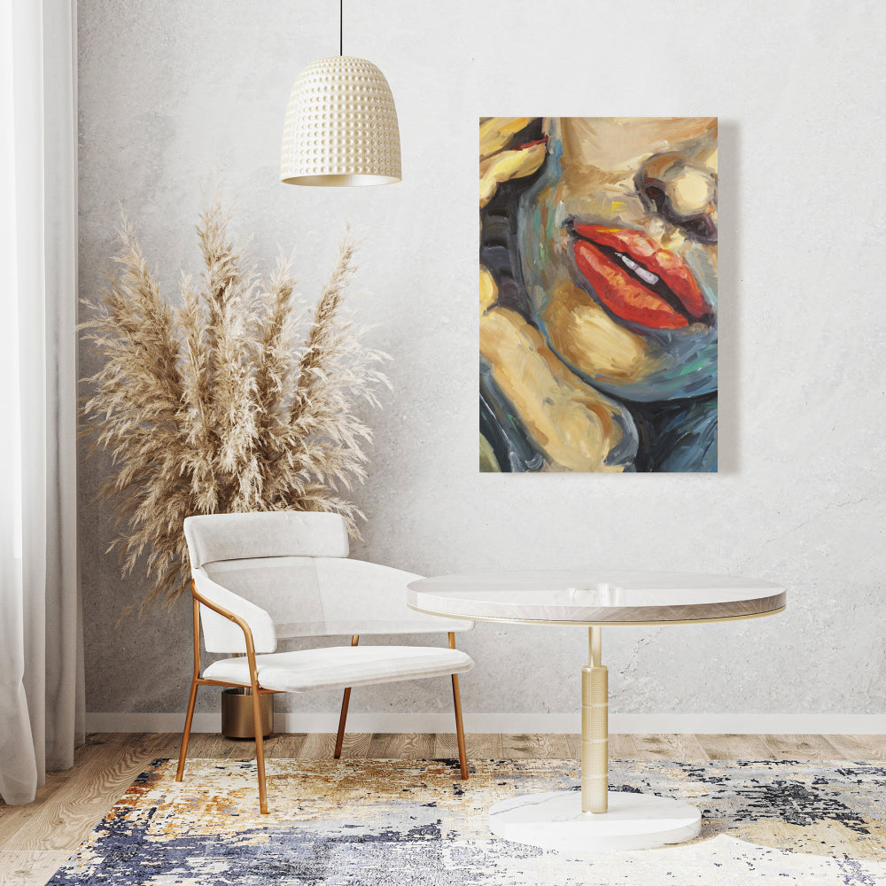 Irresistible Lips Closeup - Brown Canvas for Home Decor