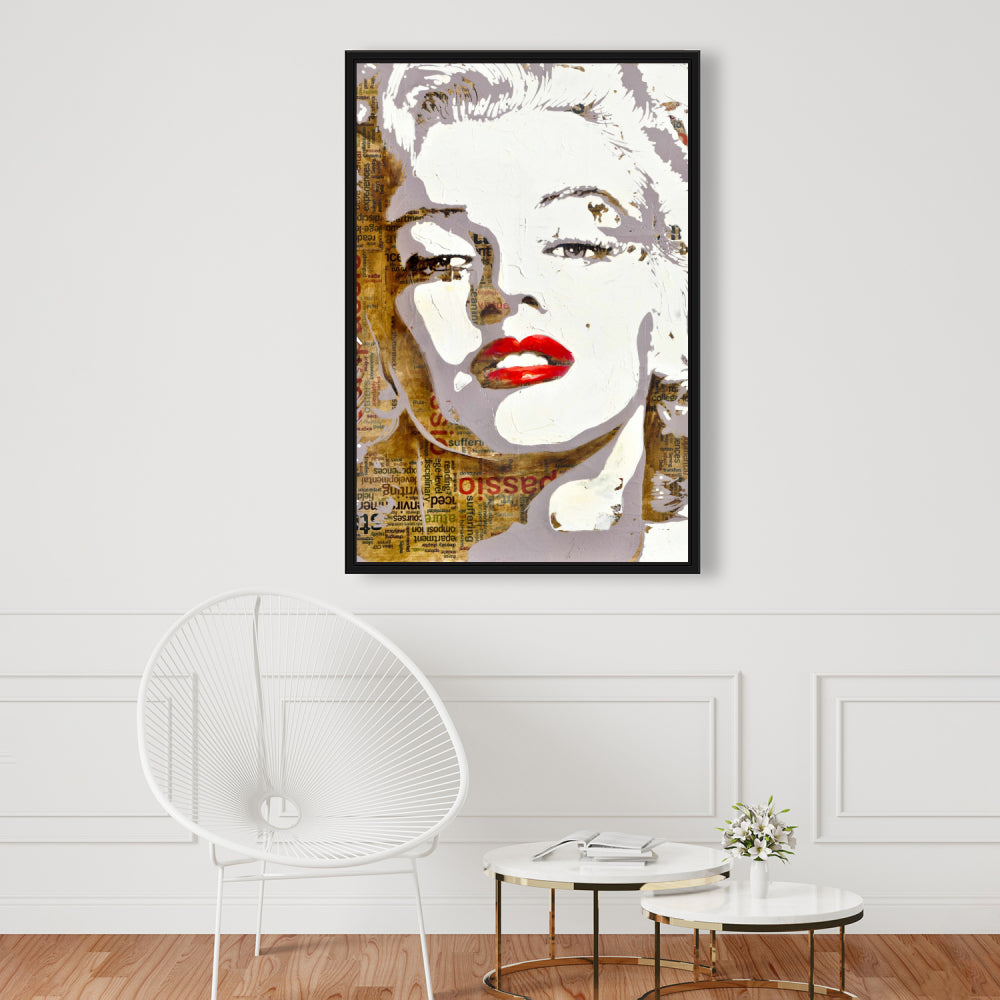 Toile typographique Marilyn Monroe | Décoration encadrée Beauty Brown