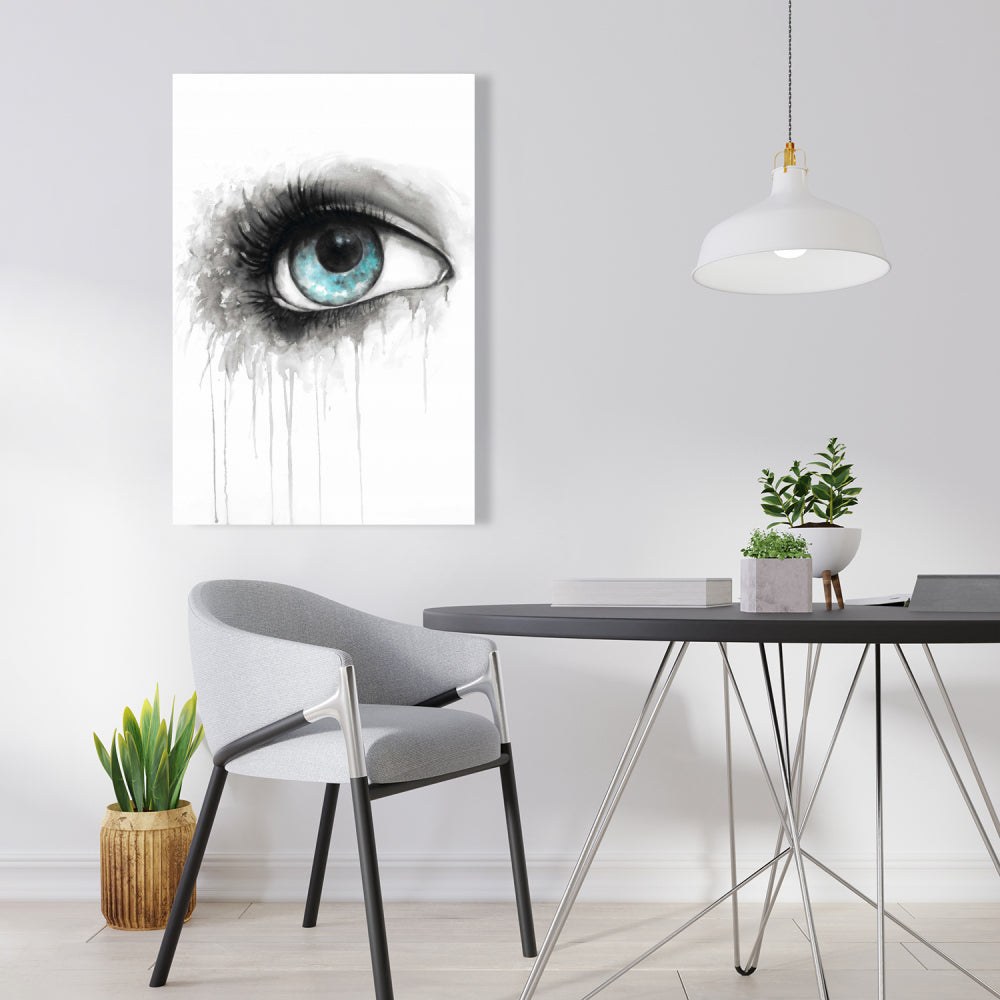 Blue Eye Watercolor Canvas | Illustrative Bedroom Wall Art