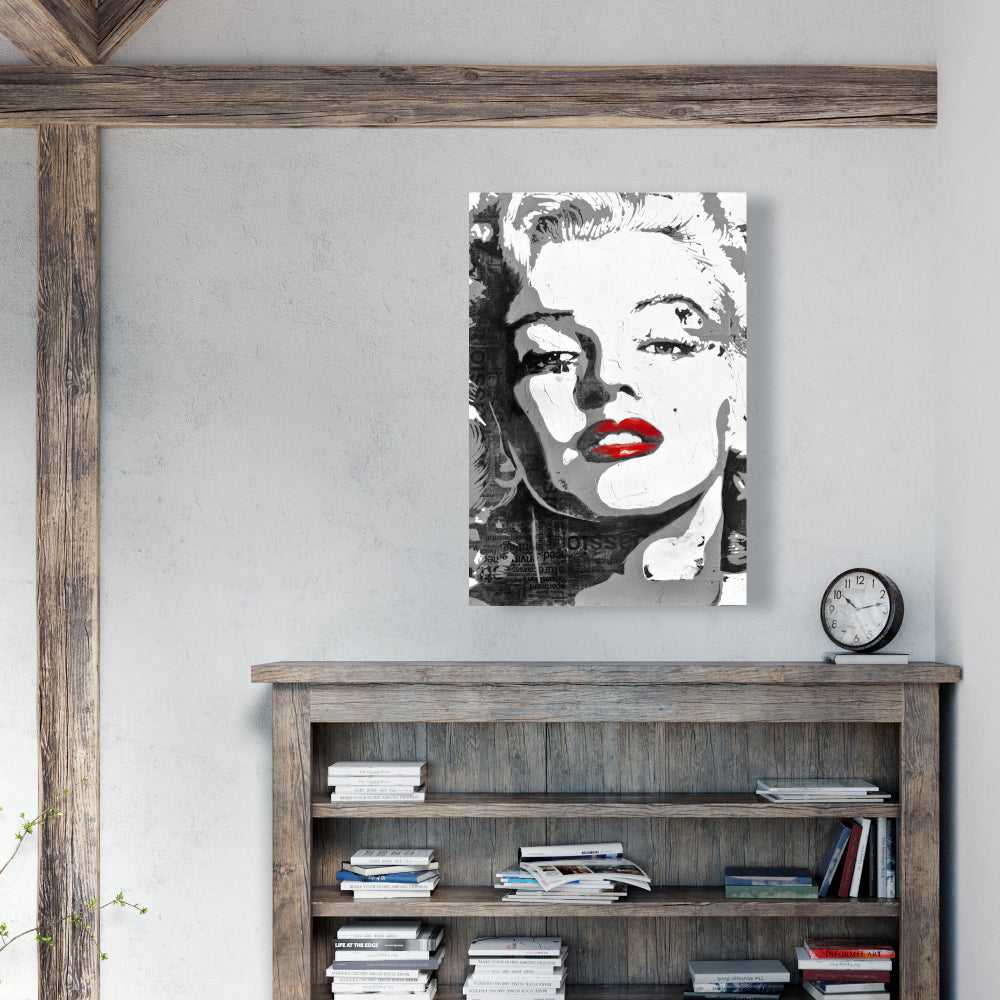 Marilyn Monroe Woman Figurative Gray Canvas | Home Decor