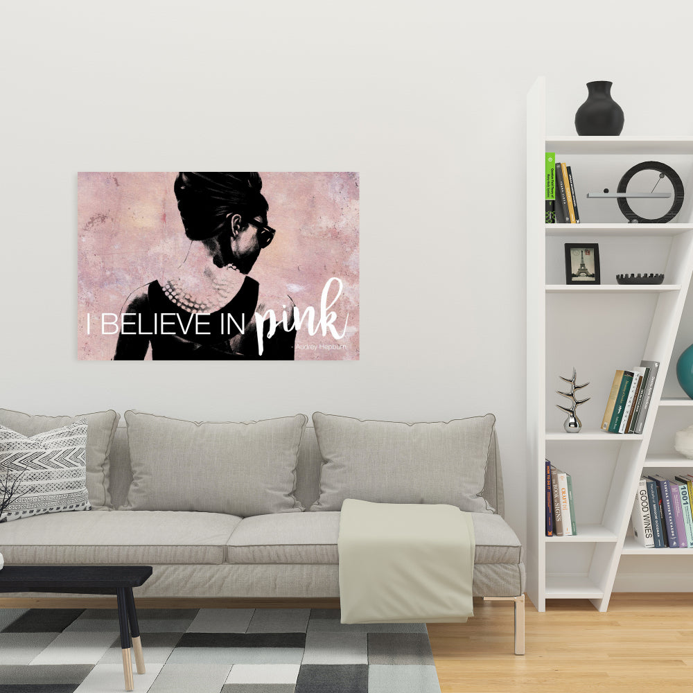 I Believe in Pink Woman Figurative Industrial Canvas - Home Decor