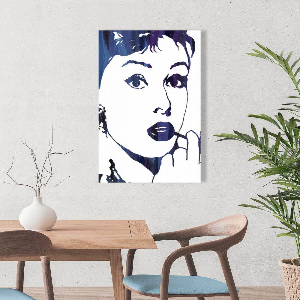 Blue Retro Audrey Hepburn Canvas - Cigarillo Home Decor