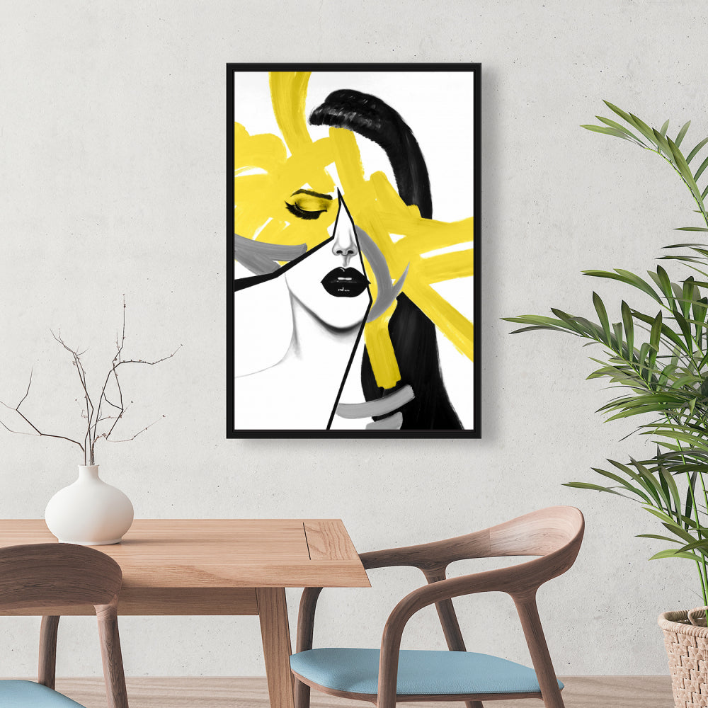 Beauty Divided Canvas | Gray Retro Frame Home Decor Art