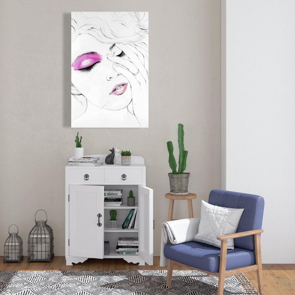 Toile de maquillage rose – Décoration intérieure contemporaine et blanche