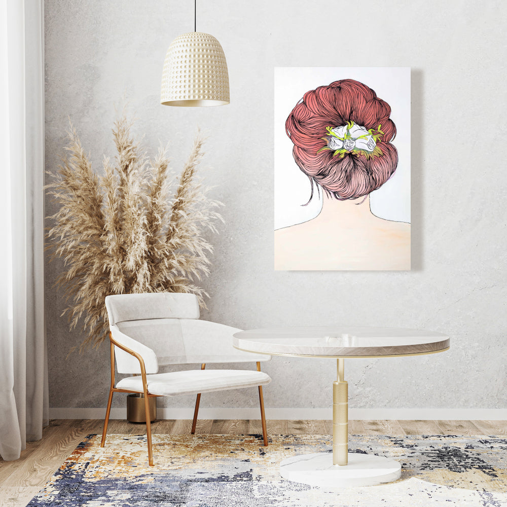 Romantic Bedroom Flowers Canvas | Lady with Flowers Decor