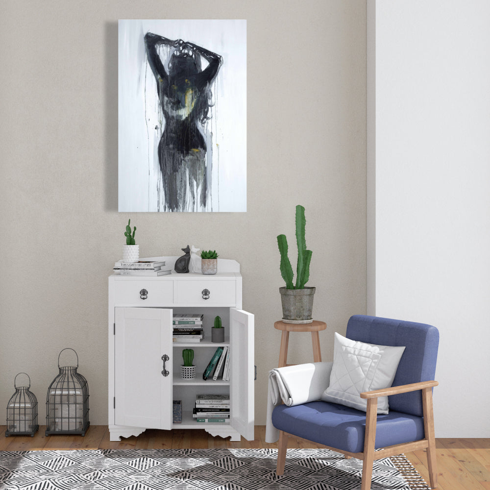 Female Silhouette Canvas | Black Figurative Bedroom Decor