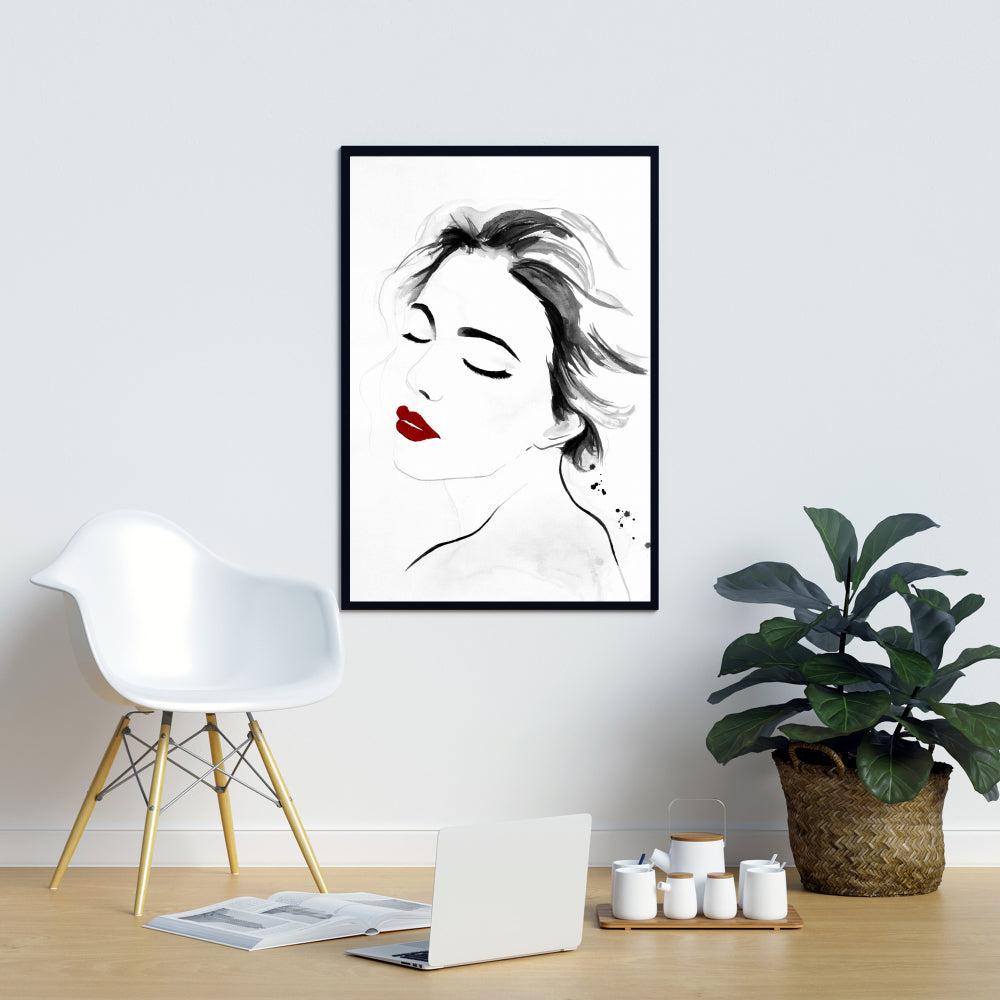 White Beauty Bedroom Canvas | Serenely Lady Watercolor Portrait