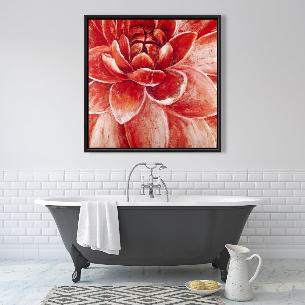Red Chrysanthemum Canvas | Modern Botanical Wall Art Decor