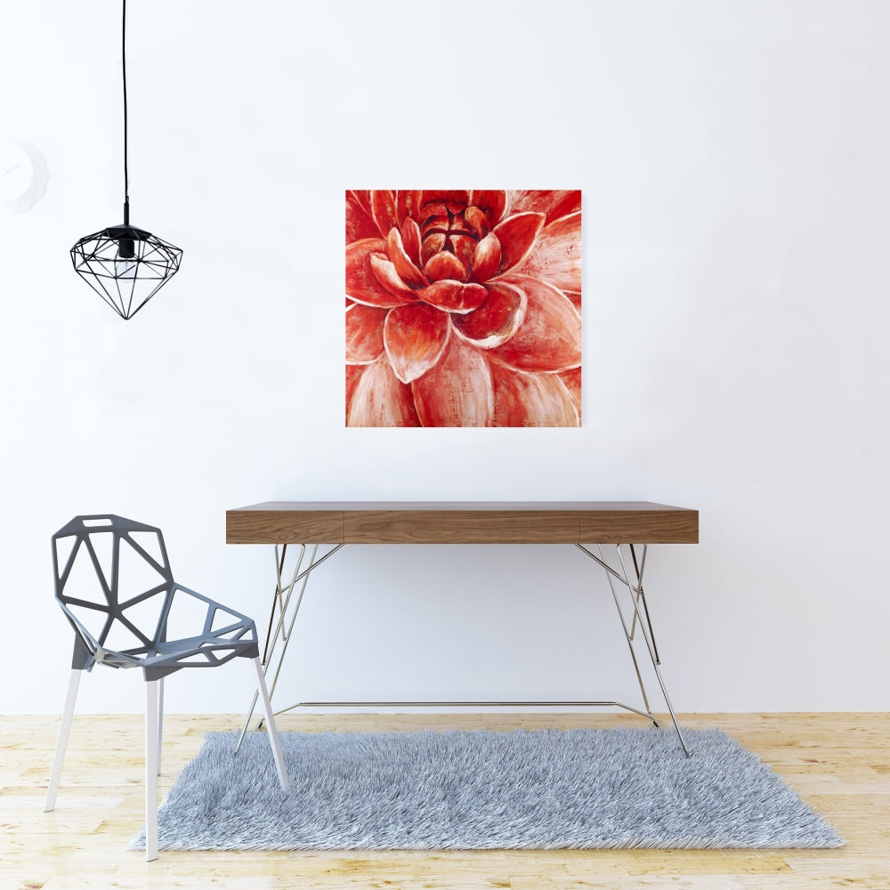 Red Chrysanthemum Canvas | Contemporary Botanical Bedroom Decor
