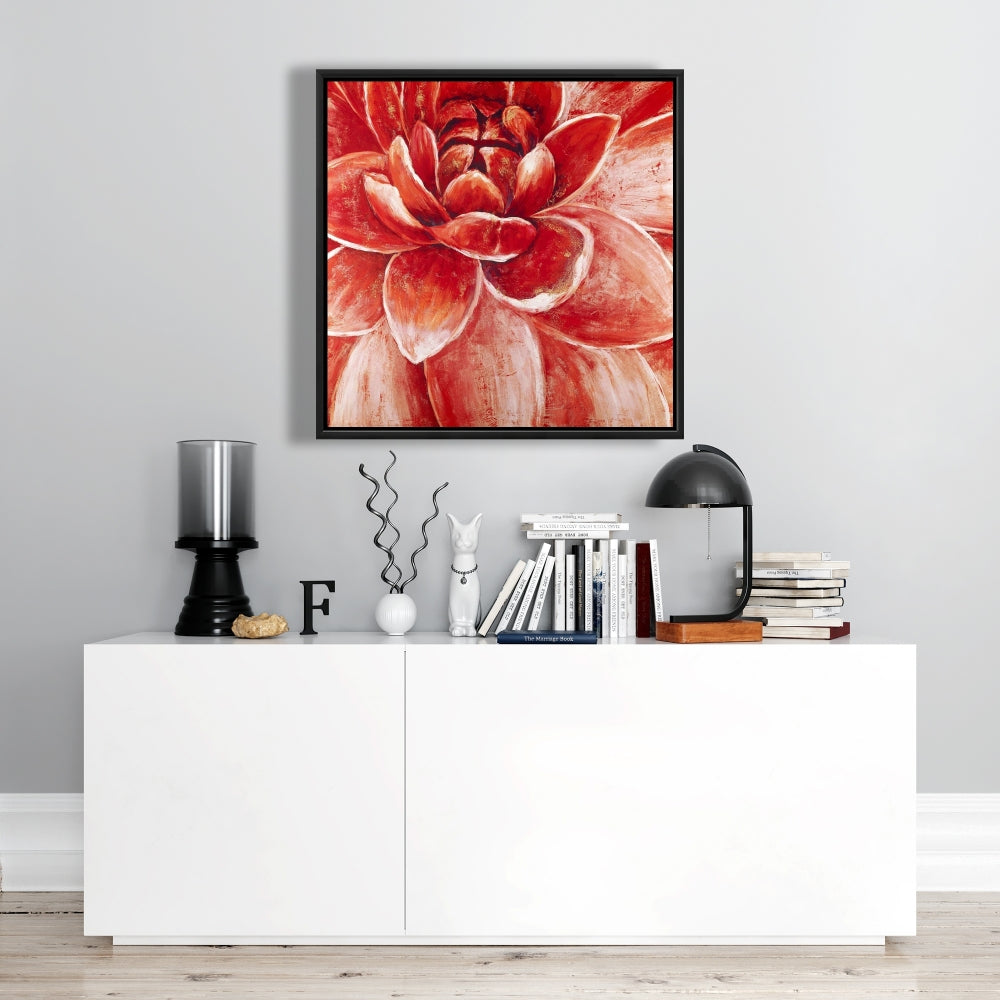 Red Chrysanthemum Canvas | Modern Botanical Wall Art Decor