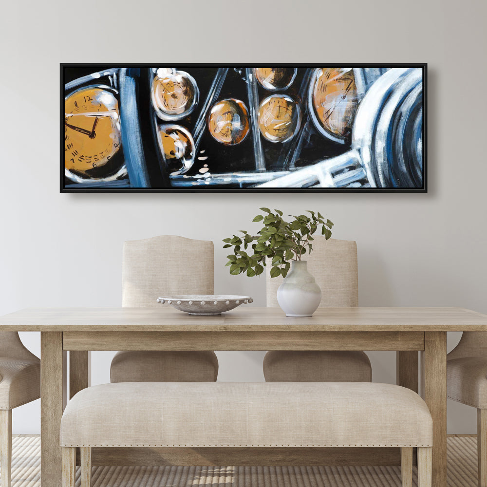 Vintage Car Interior Framed Canvas | Blue Bedroom Decor