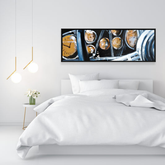 Toile encadrée d'intérieur de voiture vintage | Décoration de chambre bleue