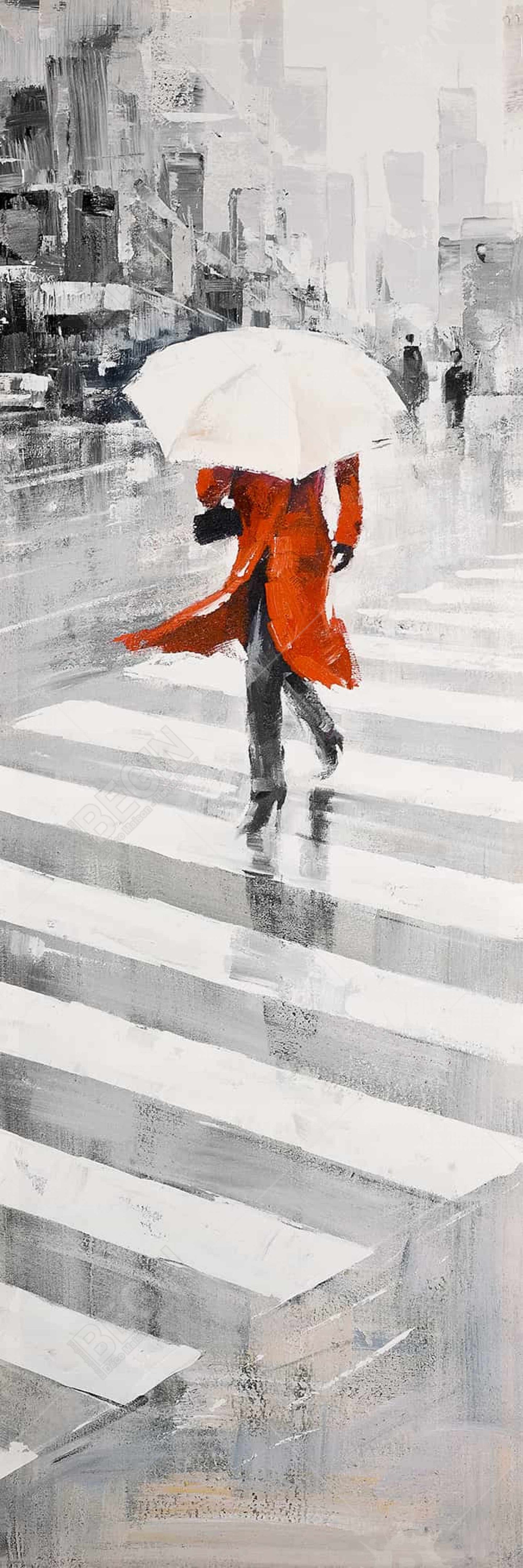Jour de pluie en ville – Décoration sur toile encadrée pour chambre à coucher d'une femme grise